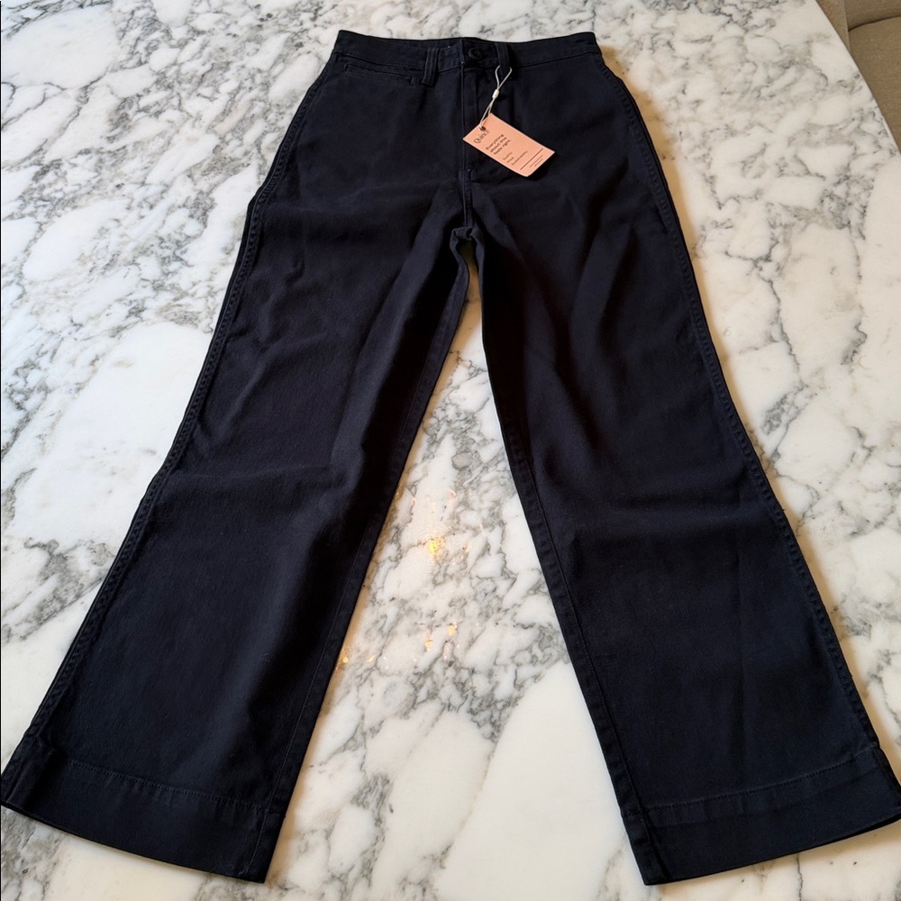 NWT Quince Stretch Cotton Twill Chino Pants Black Size 24 Slim Fit Ankle Crop